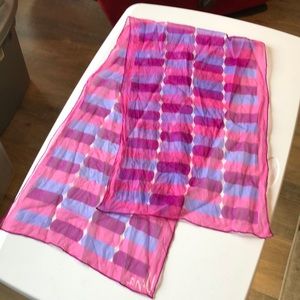 Vintage UENA scarf, excellent condition, 14 inches by 45 inches Pinks and Purple